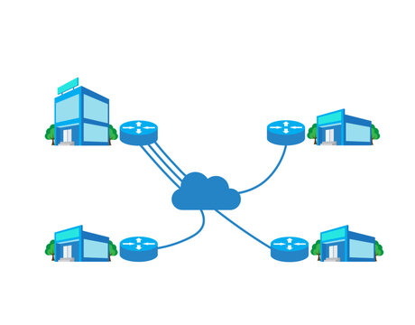 Virtual private network vector illustration. VPN site to site.