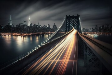 Fototapeta na wymiar AI GENERATIVE, long exposure new york at night