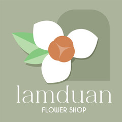 lamduan Flower Shop Organic Logo, Vector Illustration flat style.