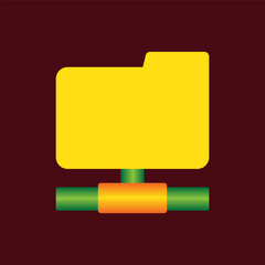 Flat yellow folder icon on dark red background - editable vector illustration.