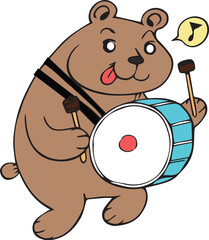 The brown bear is playing the big drum..eps