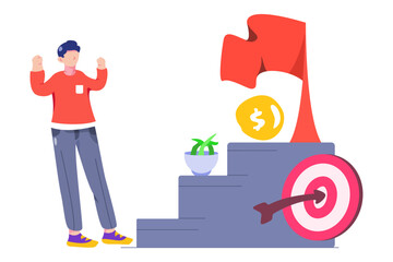 career business market illustration to achieve target