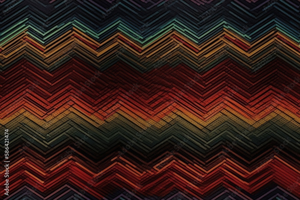 Poster vibrant chevron pattern on a black backdrop. generative ai