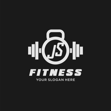 Initial JS fitness logo with creative kettlebell icon design style