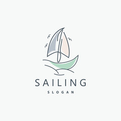 Sailboat Logo Design, Fishing Boat Illustration, Fishing Boat Company Brand Vector Icon, Boat Shop Design, Fish Shop, Transportation