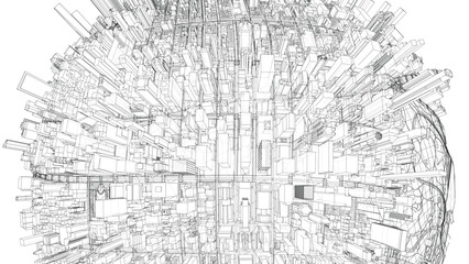 Fototapeta na wymiar 3d city sphere. Vector rendering of 3d