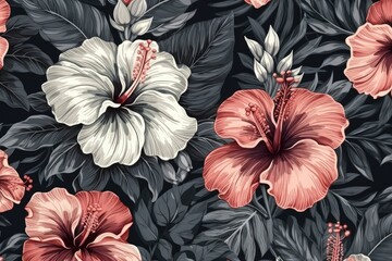 pink and white floral wallpaper pattern. Generative AI