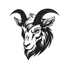 goat head, vector concept digital art, hand drawn illustration