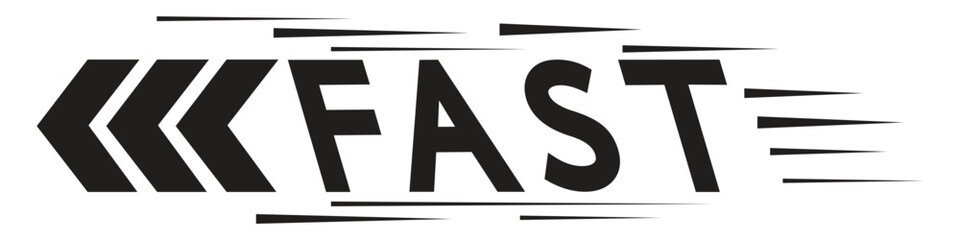 Fast icon Black text on a white background, vector  illustration, speed symbol logo template.