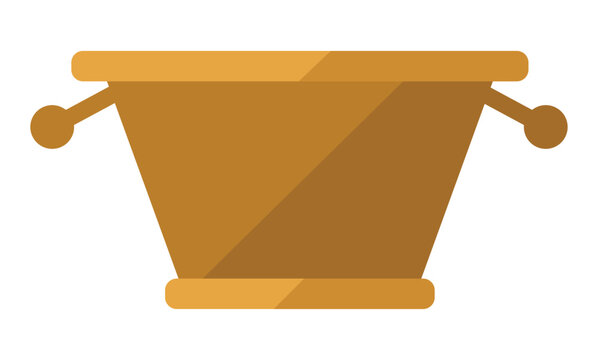 Empty basket with handles in flat style over white background, Vector illustration
