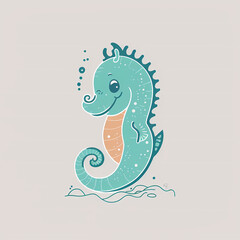 Fototapeta premium Cute Seahorse logo. Generative AI