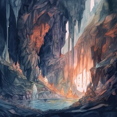 Naklejka premium The deep, dark caves Generative Ai