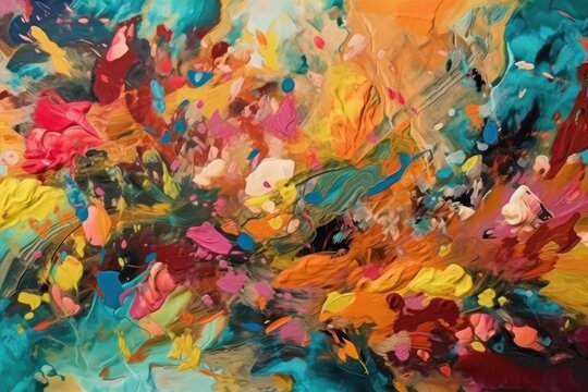 an abstract painting with vibrant colors and bold brushstrokes. Generative AI