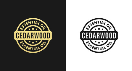 Cedarwood Oil Label or Cedarwood Essential Oil Label Vector Isolated in Flat Style. Best Cedar wood Essential Oil Label for product design element. Simple Cedar wood Oil Label for product packaging.