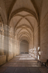 Beautiful sunlight in the cloister of the Segovia Cathedral