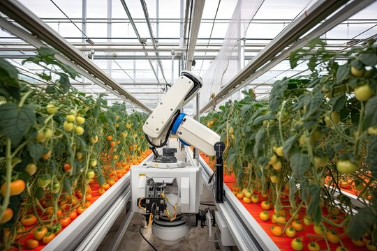 Robotic Farmer tending to crops