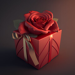 romance rose gift box. Generative AI 