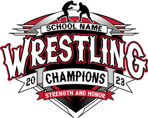 Wrestling Champions 2023 - Strength and Honor
(Insert School or Team Name) - obrazy, fototapety, plakaty