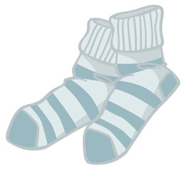 Warm knitted socks with stripes, winter clothes