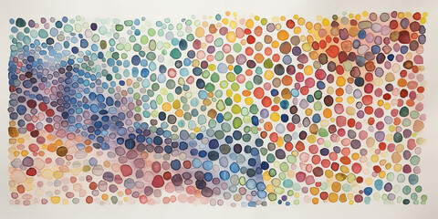 an abstract color theory, watercolored dots, pointillism