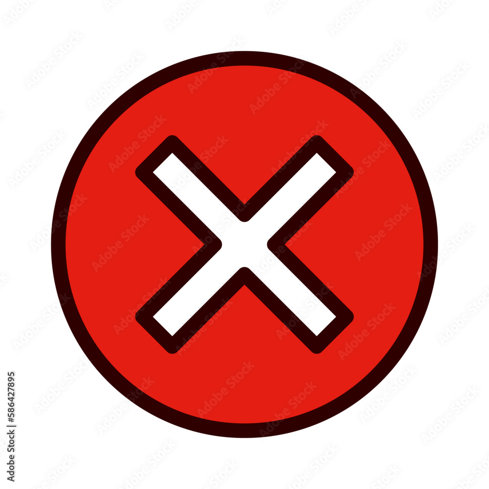 Poster round cross mark icon. cancel button. vector.