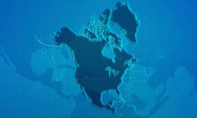 North America Map Digital Business Background