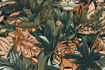 majestic tiger in a lush tropical setting. Generative AI