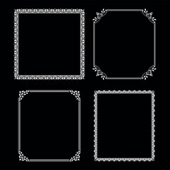 Set of decorative frames Elegant vector element for design in Eastern style, place for text. Floral black and white borders. Lace illustration for invitations and greeting cards.