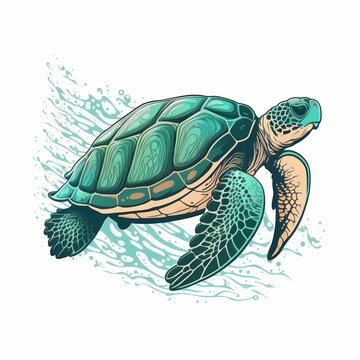 Sea Turtle Logo. Generative AI
