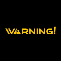 Warning word design with thunderbolt symbol on letter A.