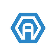Letter A hexagon logo design, vector illustration