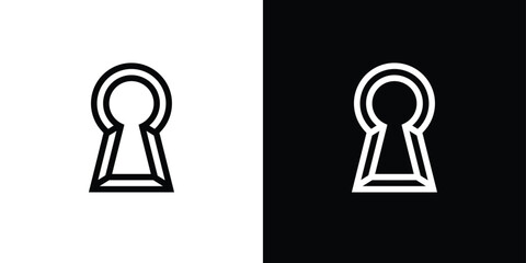 Keyhole logo icon design in line art style