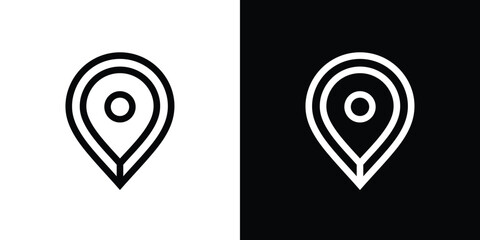 Location symbol vector, map pin icon design in line art style