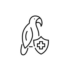 Parrot with health insurance. Pet healthcare plan. Pixel perfect, editable stroke icon