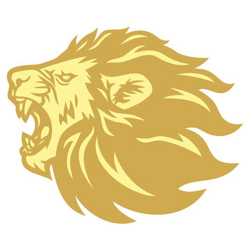 Lion Head Roar Gold Golden Logo Mascot Design
