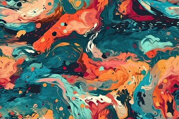 colorful and abstract painting with various shapes and forms. Generative AI