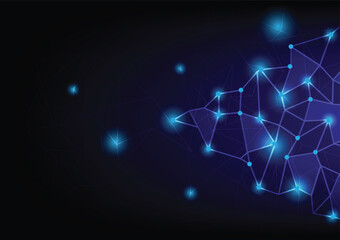 Obraz premium Global network connection with glowing triangular elements.Conceptual technology illustration of artificial intelligence. Abstract futuristic background.abstract internet connection network technology