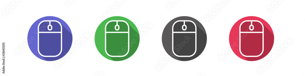 Poster round computer mouse icon set. vector.