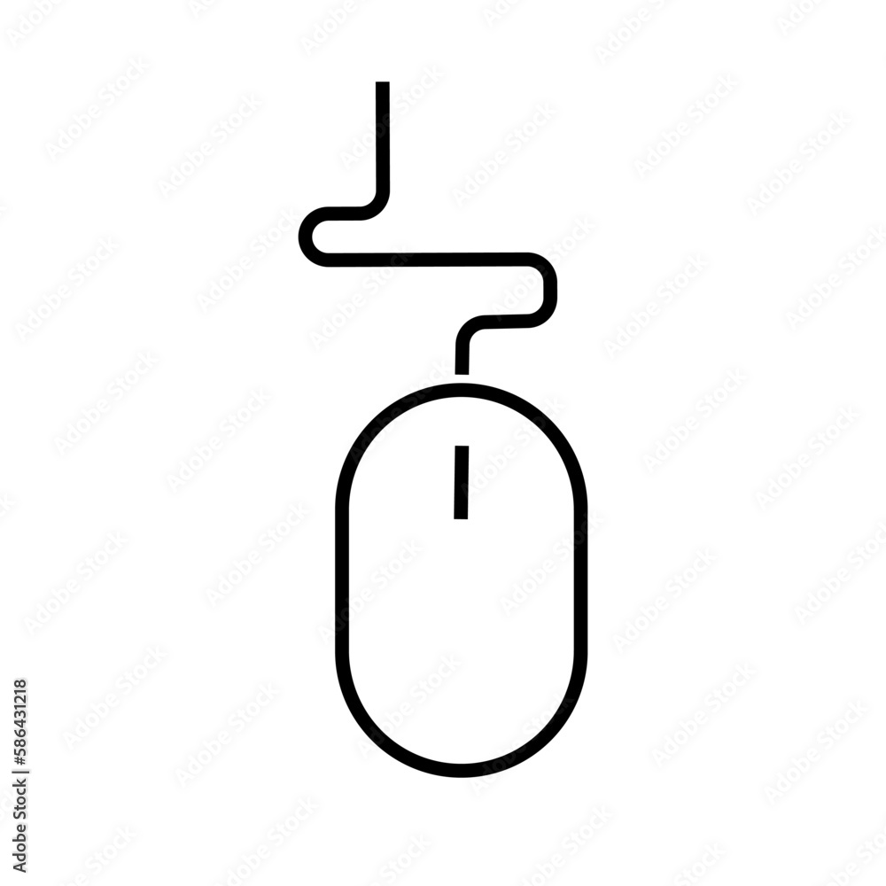 Poster simple wired computer mouse icon. vector.