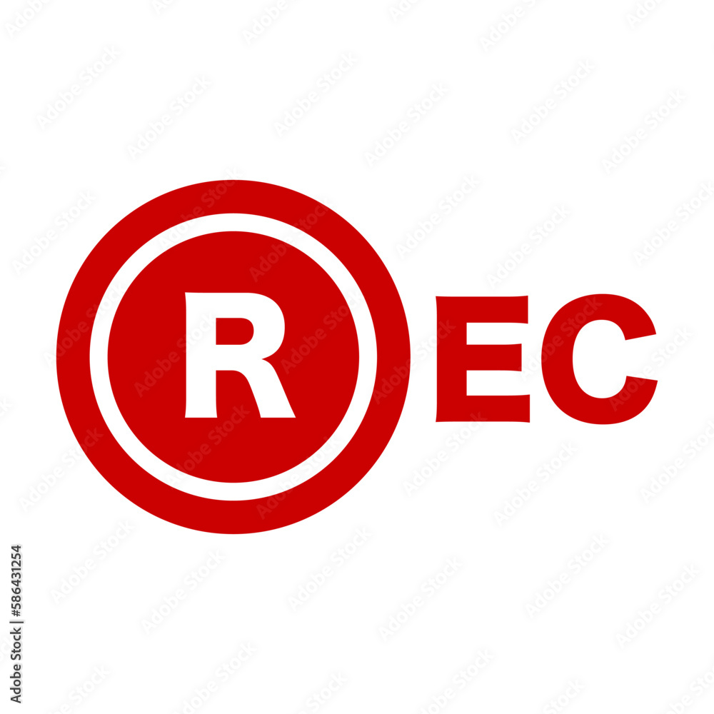 Poster rec button and logo. vector.