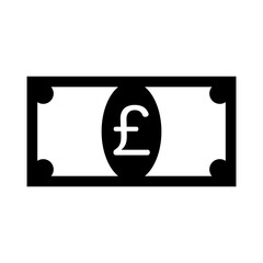 Pound banknote silhouette icon. Vector.