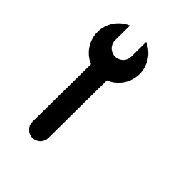 Spanner silhouette icon. Setting and tool icon. Vector.