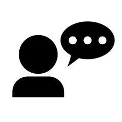 Fototapeta premium Person and balloon silhouette icon. Conversation and talk. Saying. Vector.