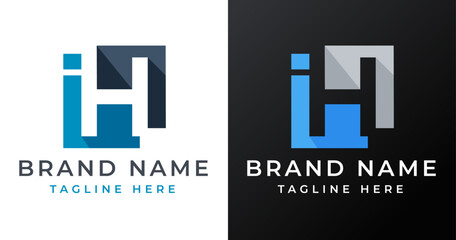 H Letter Logo Design with Abstract Square Shape