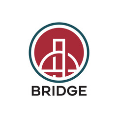 bridge logo design with emblem graphics and flat vector concept for construction