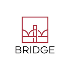 bridge logo design with line and flat vector concept for construction