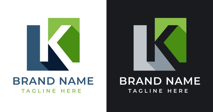 K Letter Logo Design with Abstract Square Shape