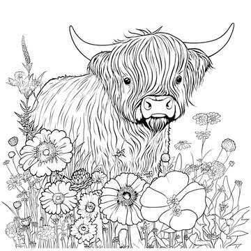 highland cow coloring pages for adults