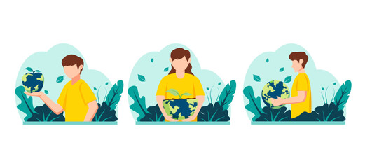 Fototapeta premium Earth Day Flat Bundle Design Illustration