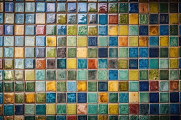 vibrant and colorful tiled wall in close-up. Generative AI